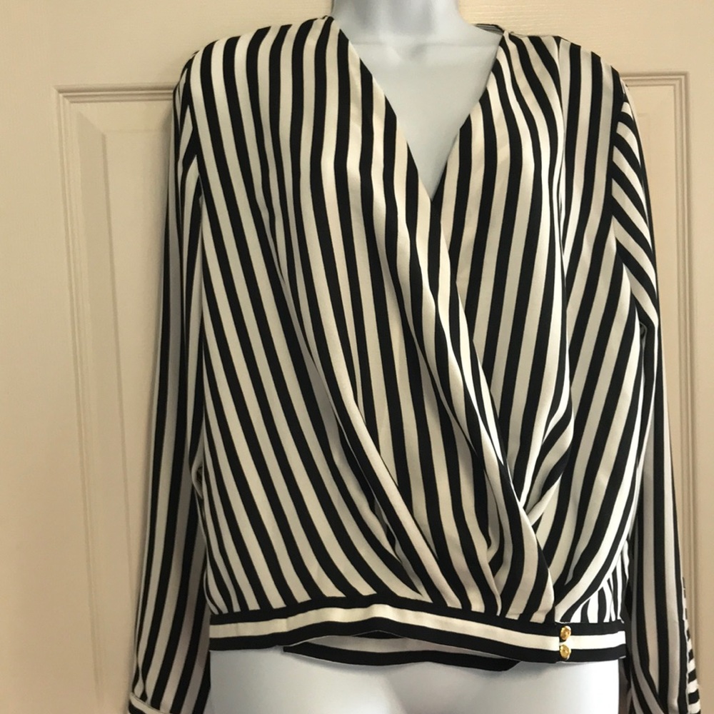 New Classy Black and white blouses/ gold buttons